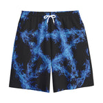 Blue Flame Pentagram Print Cotton Shorts