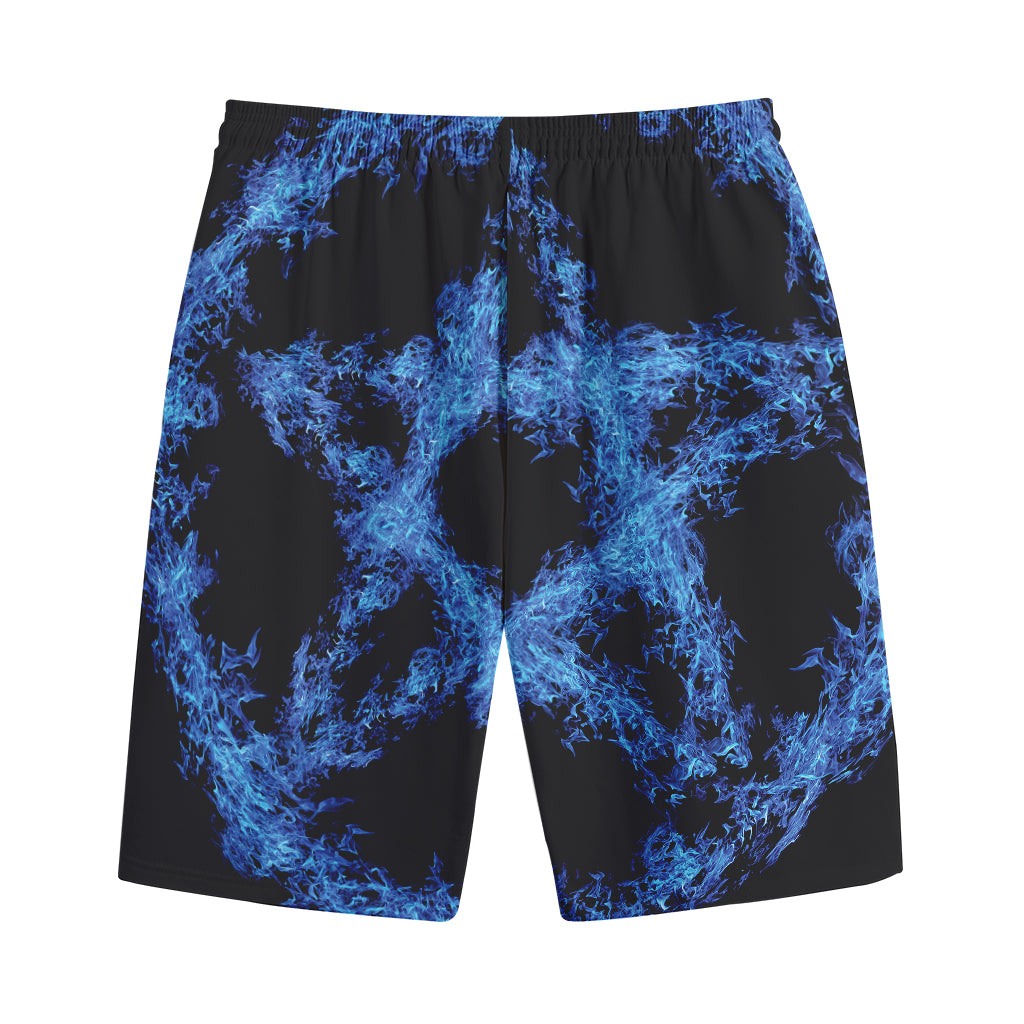 Blue Flame Pentagram Print Cotton Shorts