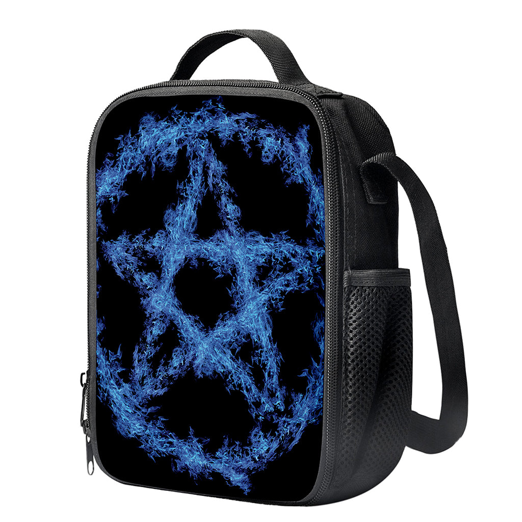Blue Flame Pentagram Print Crossbody Lunch Bag