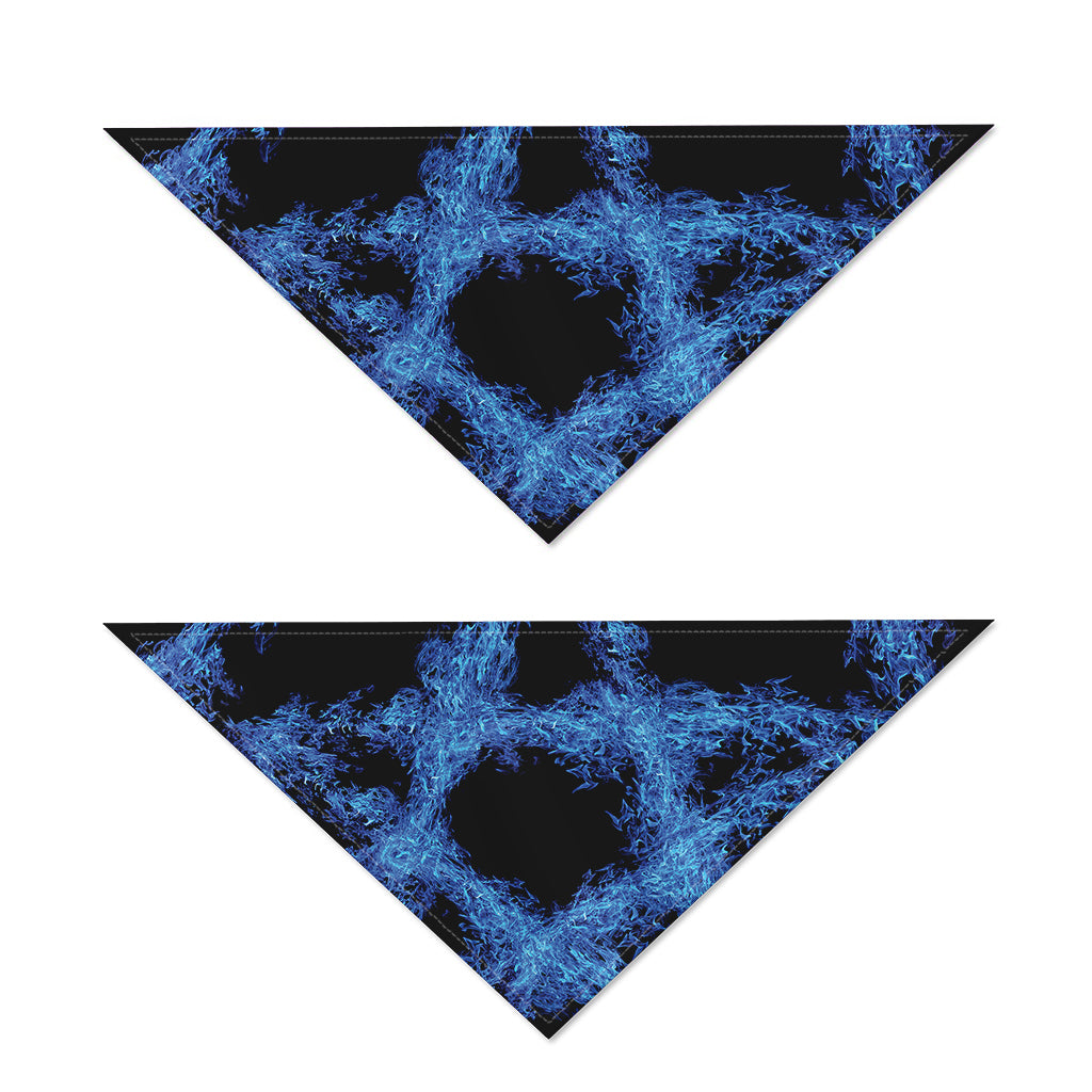 Blue Flame Pentagram Print Dog Bandana