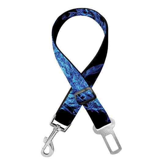 Blue Flame Pentagram Print Dog Seat Belt