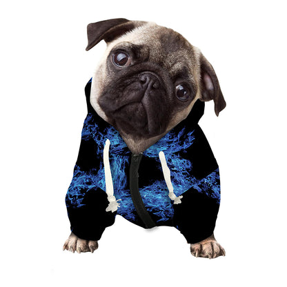 Blue Flame Pentagram Print Dog Zip Up Hoodie