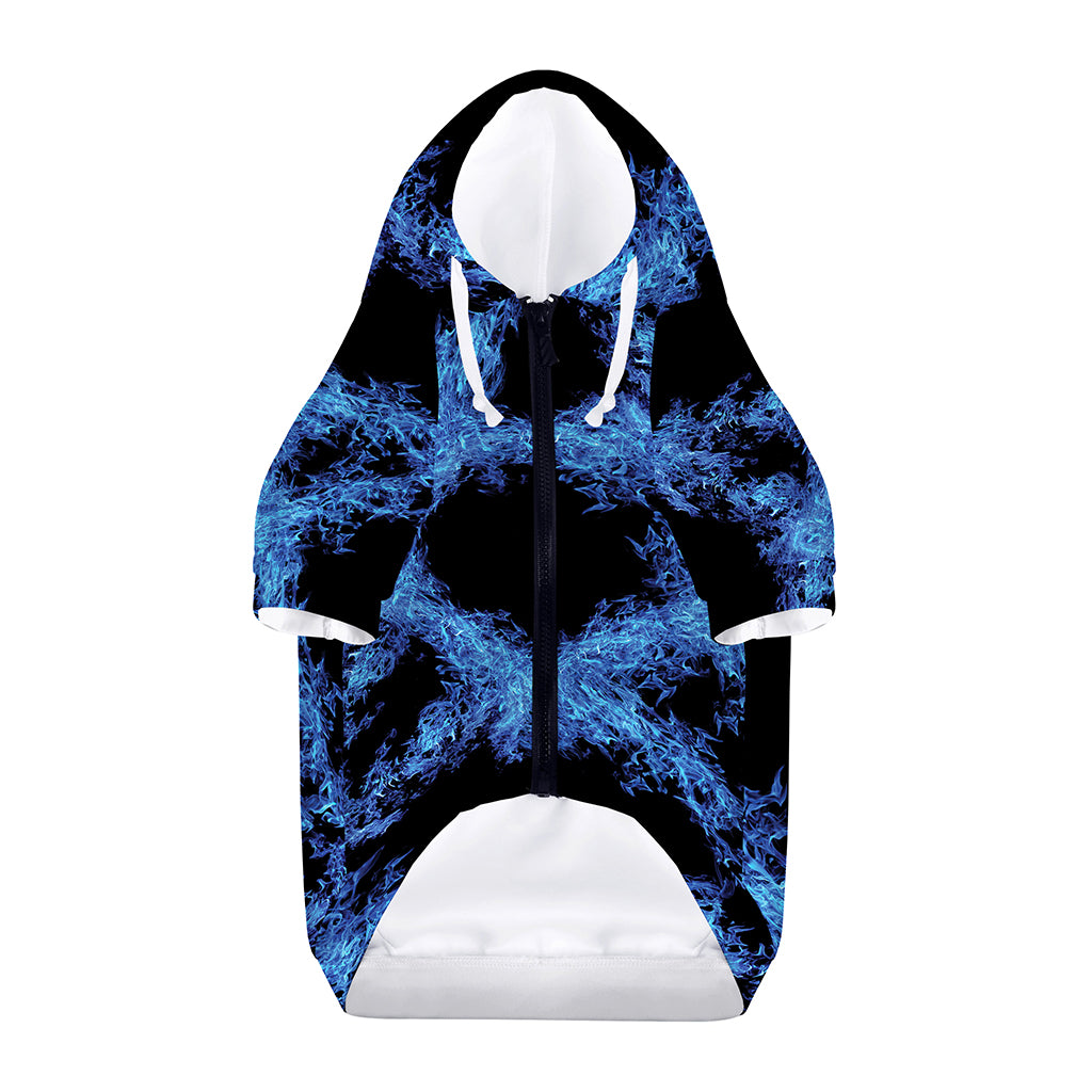 Blue Flame Pentagram Print Dog Zip Up Hoodie