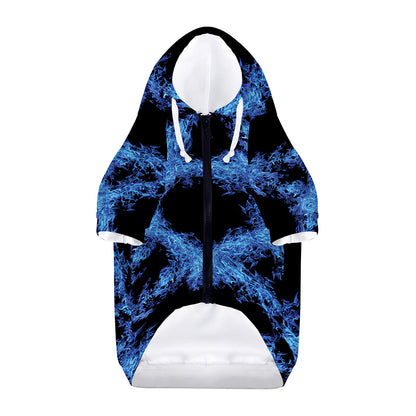 Blue Flame Pentagram Print Dog Zip Up Hoodie