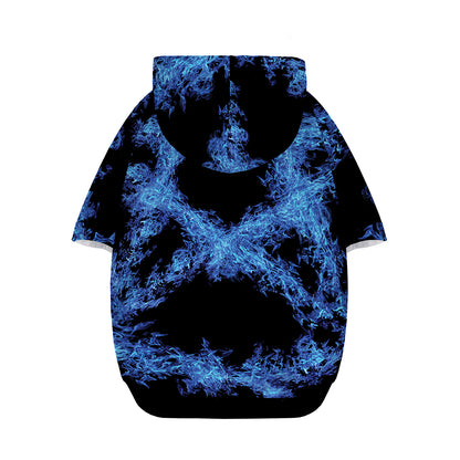 Blue Flame Pentagram Print Dog Zip Up Hoodie