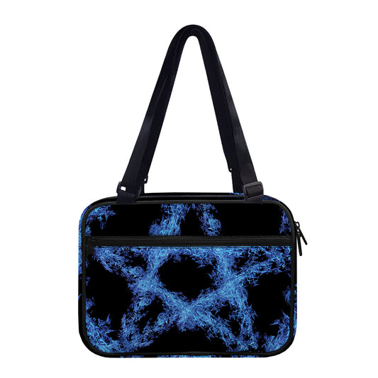 Blue Flame Pentagram Print Double Strap Bible Bag