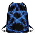 Blue Flame Pentagram Print Drawstring Backpack