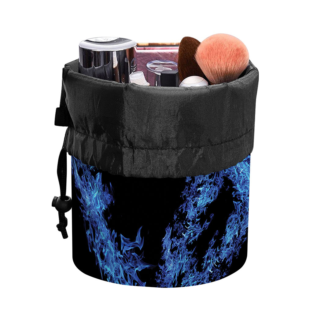 Blue Flame Pentagram Print Drawstring Makeup Bag