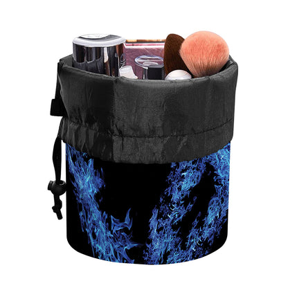 Blue Flame Pentagram Print Drawstring Makeup Bag