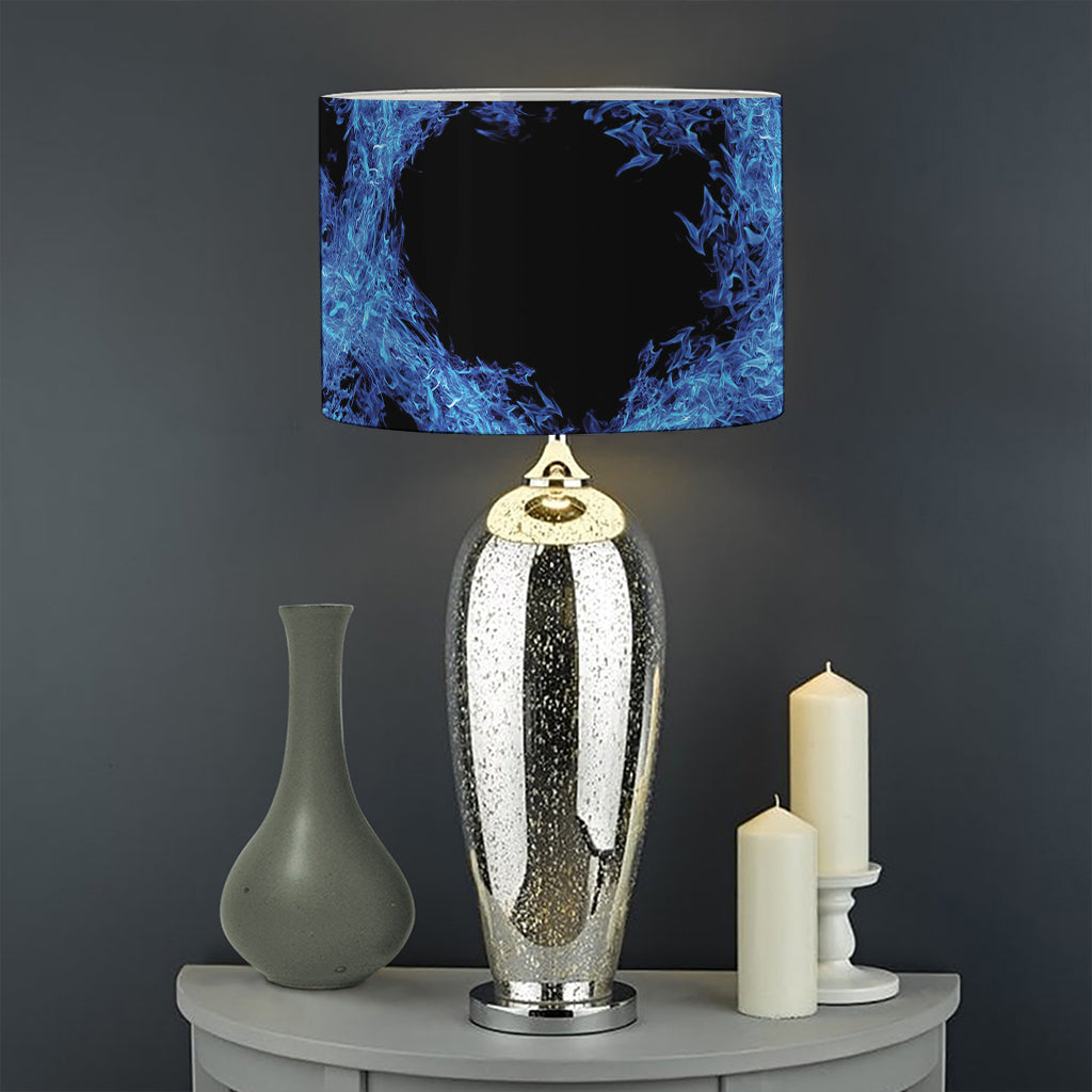 Blue Flame Pentagram Print Drum Lamp Shade