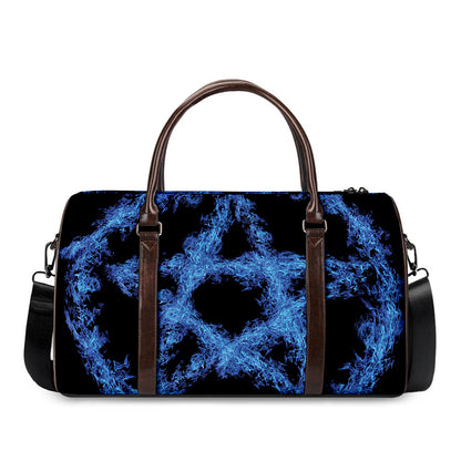 Blue Flame Pentagram Print Duffle Bag