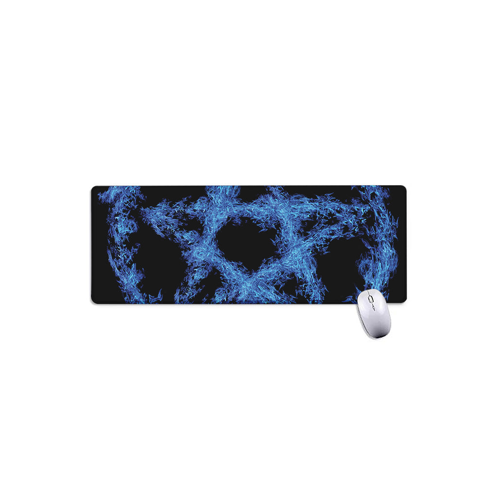 Blue Flame Pentagram Print Extended Mouse Pad