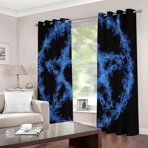 Blue Flame Pentagram Print Extra Wide Grommet Curtains