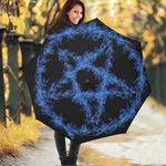Blue Flame Pentagram Print Foldable Umbrella