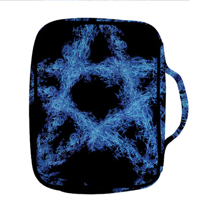 Blue Flame Pentagram Print Front Pocket Bible Bag