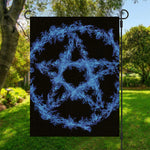 Blue Flame Pentagram Print Garden Flag