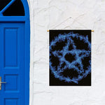 Blue Flame Pentagram Print Garden Flag