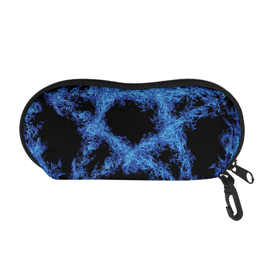 Blue Flame Pentagram Print Glasses Case