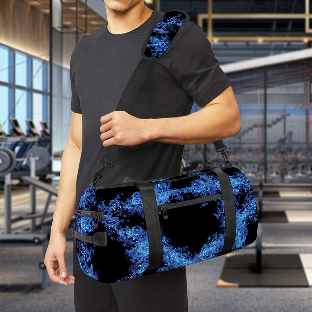 Blue Flame Pentagram Print Gym Bag
