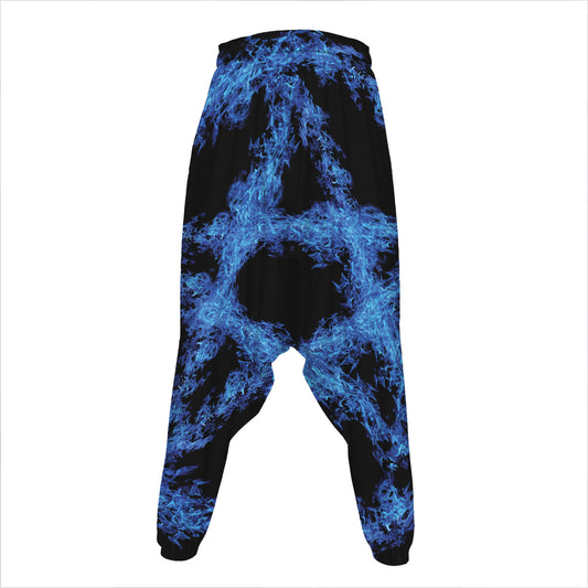 Blue Flame Pentagram Print Hammer Pants