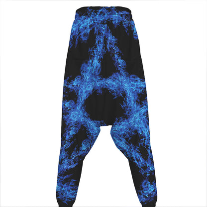 Blue Flame Pentagram Print Hammer Pants
