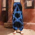 Blue Flame Pentagram Print Harem Pants