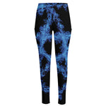 Blue Flame Pentagram Print High-Waisted Pocket Leggings