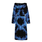 Blue Flame Pentagram Print Hooded Bathrobe