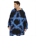 Blue Flame Pentagram Print Hoodie Blanket