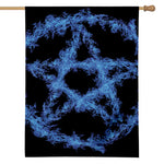 Blue Flame Pentagram Print House Flag