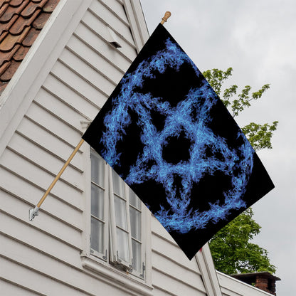 Blue Flame Pentagram Print House Flag