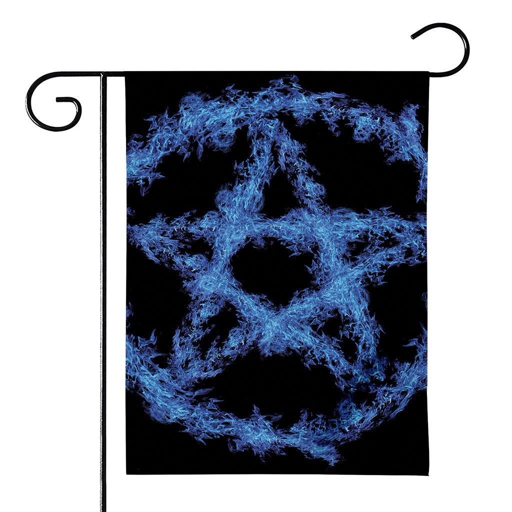 Blue Flame Pentagram Print House Flag