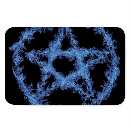 Blue Flame Pentagram Print Indoor Door Mat