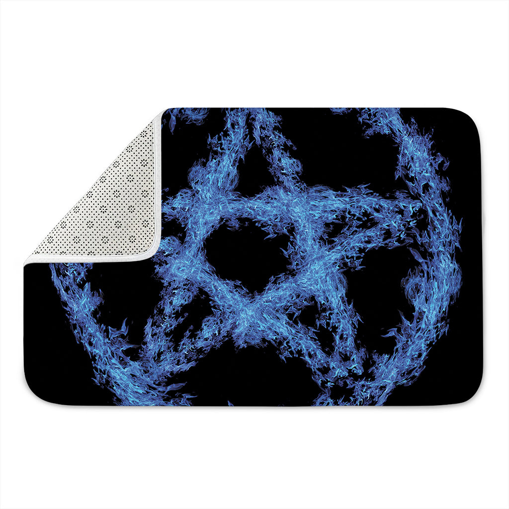 Blue Flame Pentagram Print Indoor Door Mat