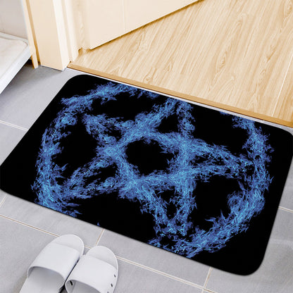 Blue Flame Pentagram Print Indoor Door Mat
