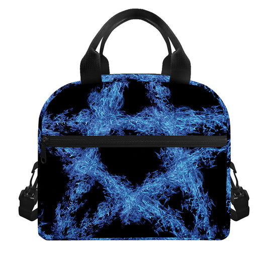 Blue Flame Pentagram Print Insulated Lunch Bag