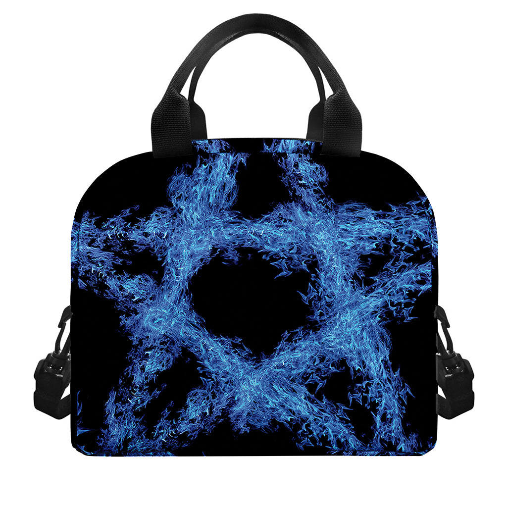 Blue Flame Pentagram Print Insulated Lunch Bag