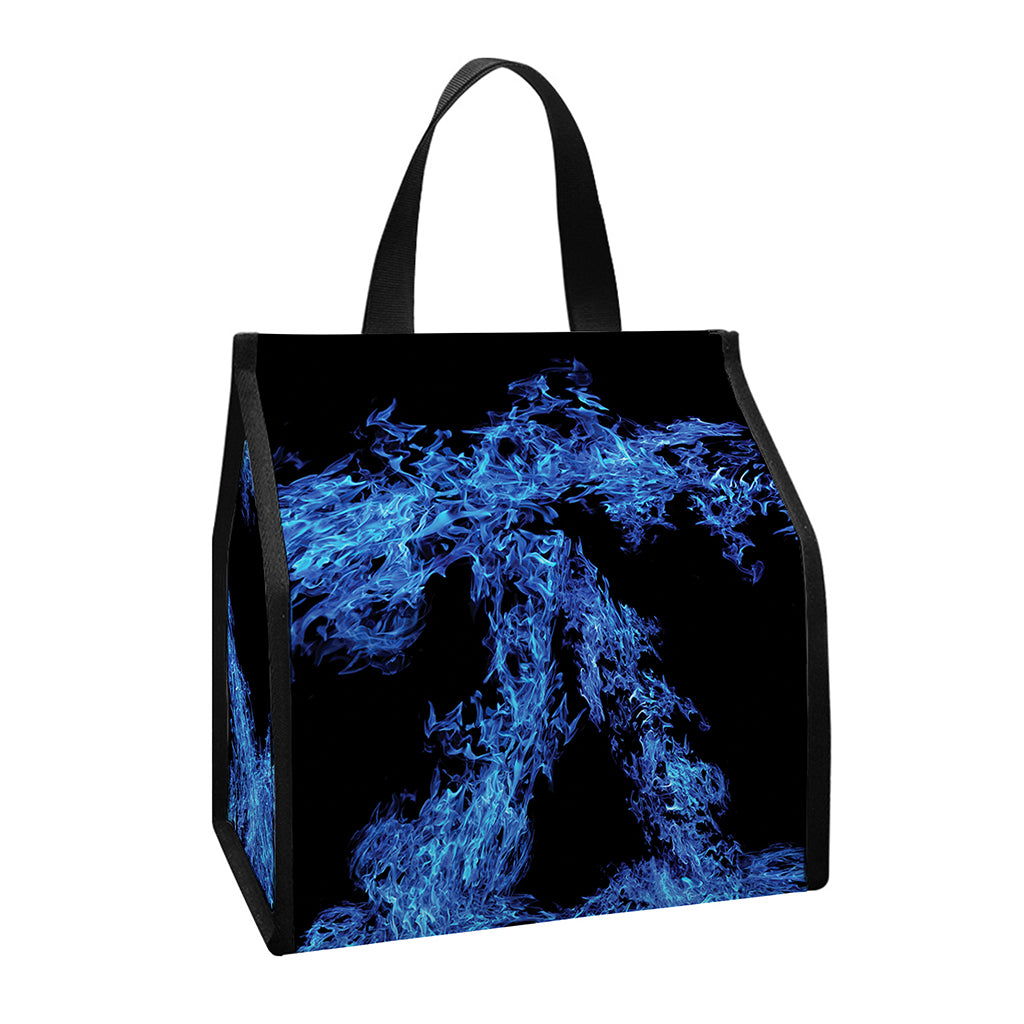 Blue Flame Pentagram Print Insulated Lunch Tote