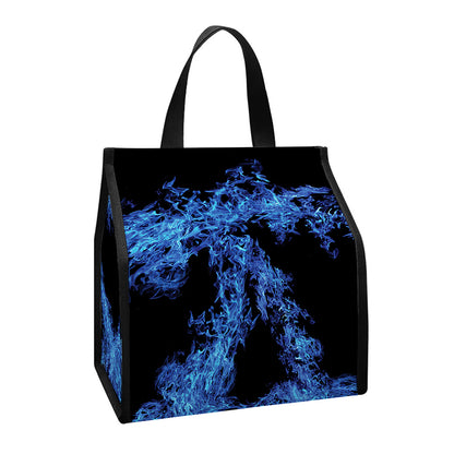 Blue Flame Pentagram Print Insulated Lunch Tote
