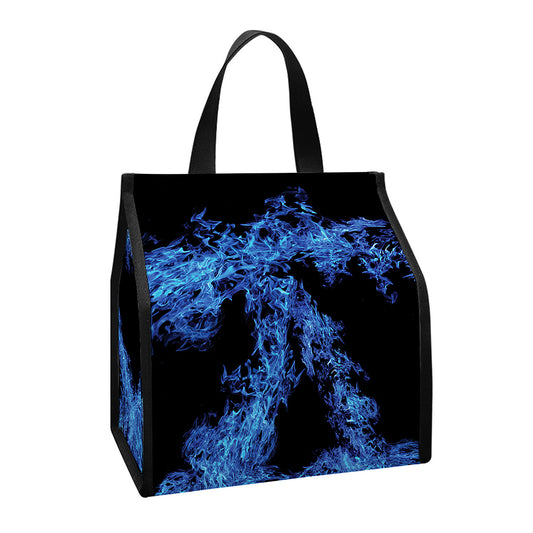 Blue Flame Pentagram Print Insulated Lunch Tote