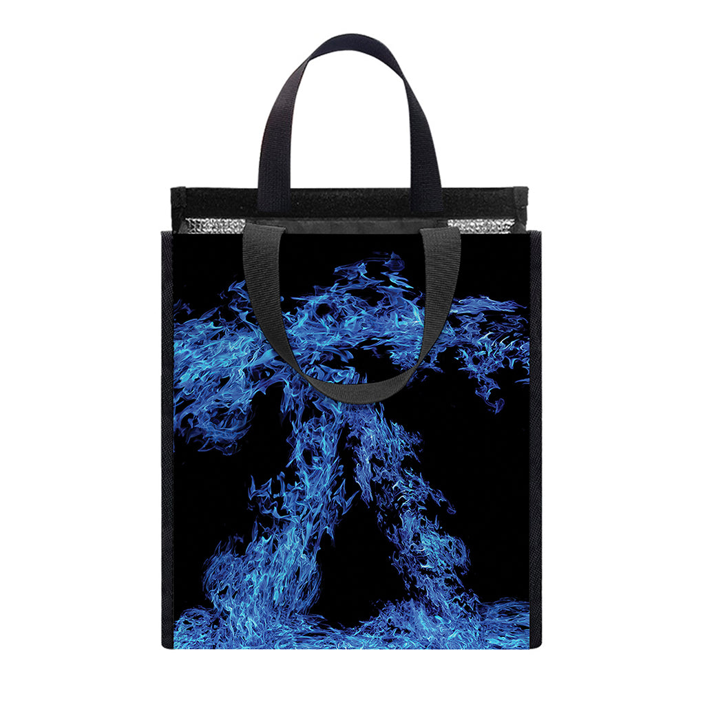 Blue Flame Pentagram Print Insulated Lunch Tote