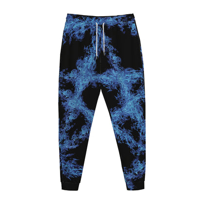 Blue Flame Pentagram Print Jogger Pants