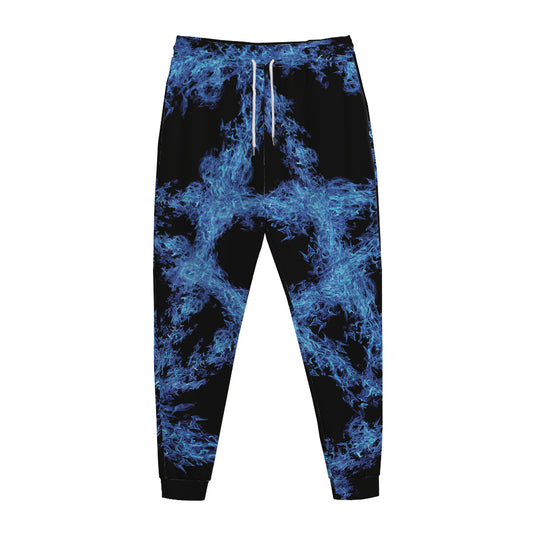 Blue Flame Pentagram Print Jogger Pants