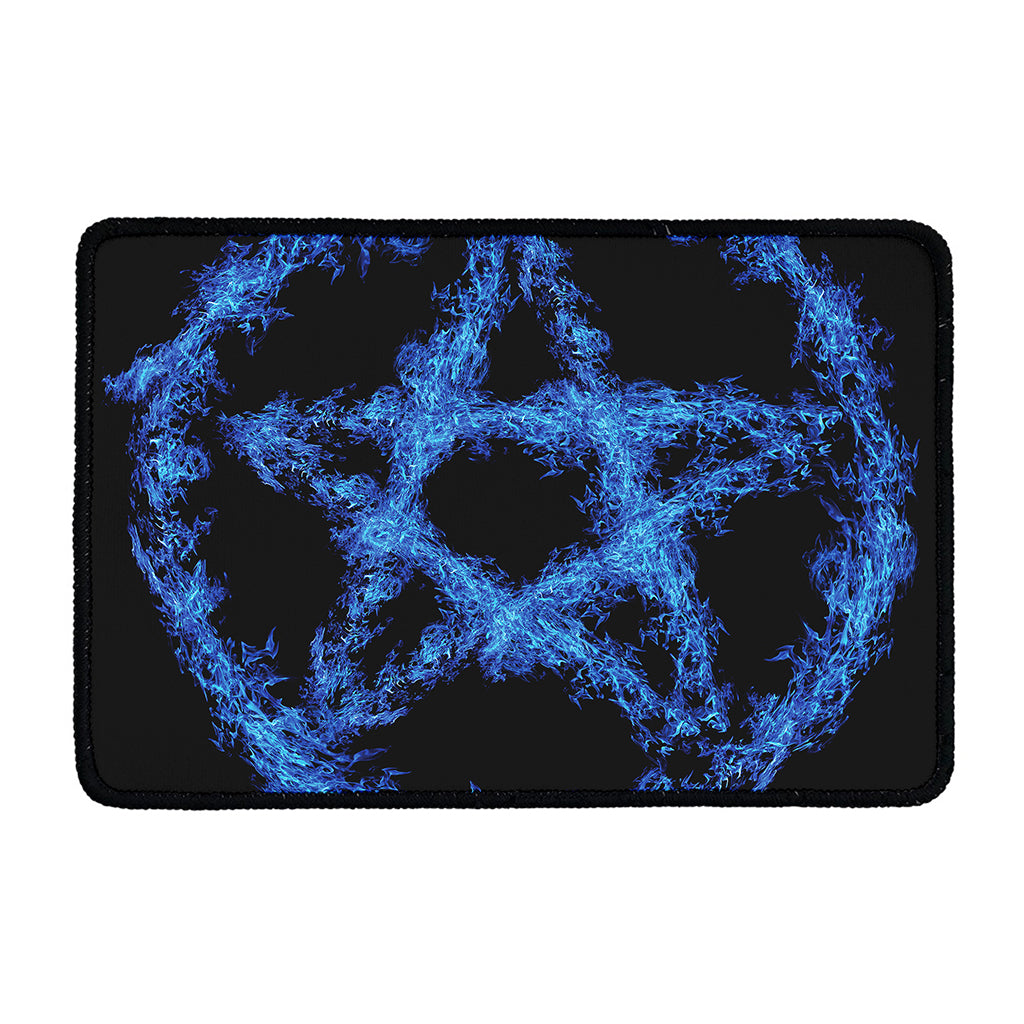 Blue Flame Pentagram Print Kitchen Mat