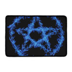 Blue Flame Pentagram Print Kitchen Mat