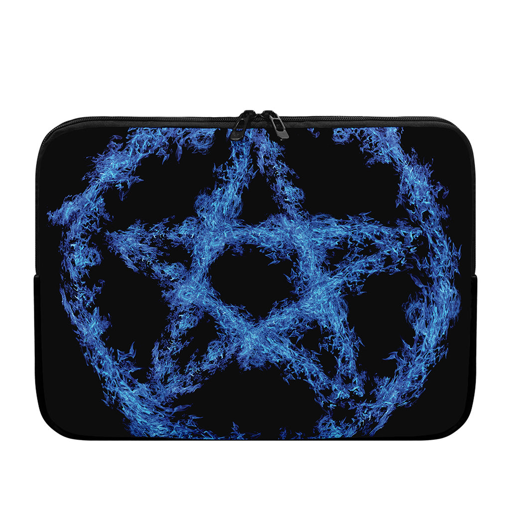 Blue Flame Pentagram Print Laptop Sleeve