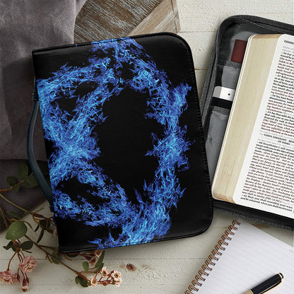 Blue Flame Pentagram Print Leather Bible Cover