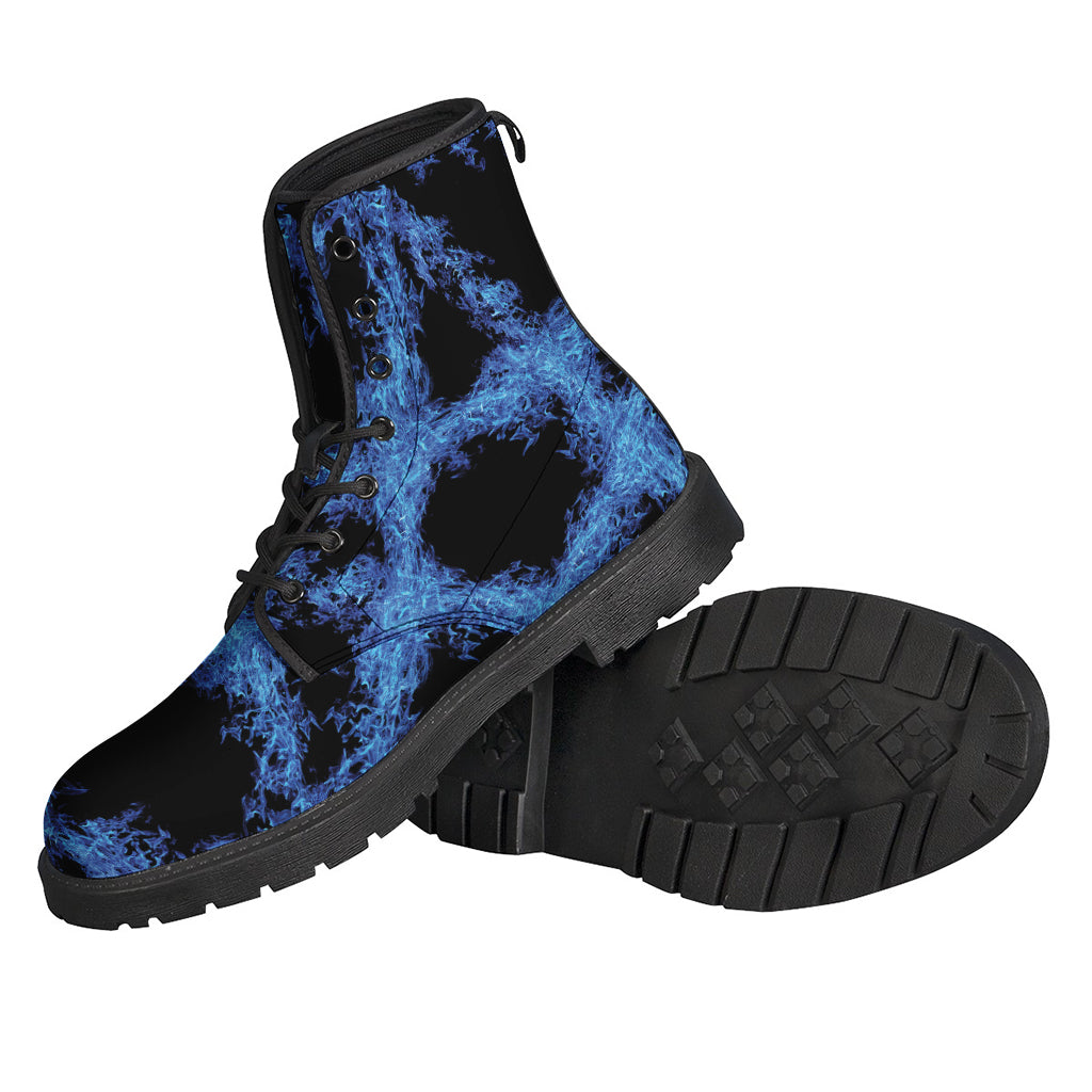 Blue Flame Pentagram Print Backpack