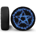 Blue Flame Pentagram Print Leather Spare Tire Cover