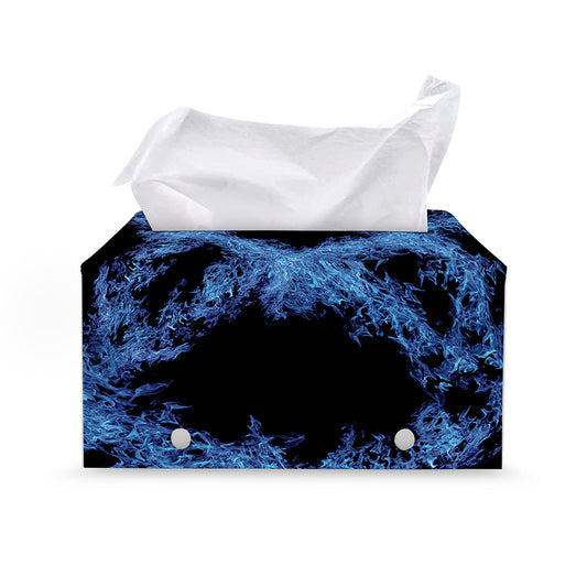 Blue Flame Pentagram Print Leather Tissue Box Cover